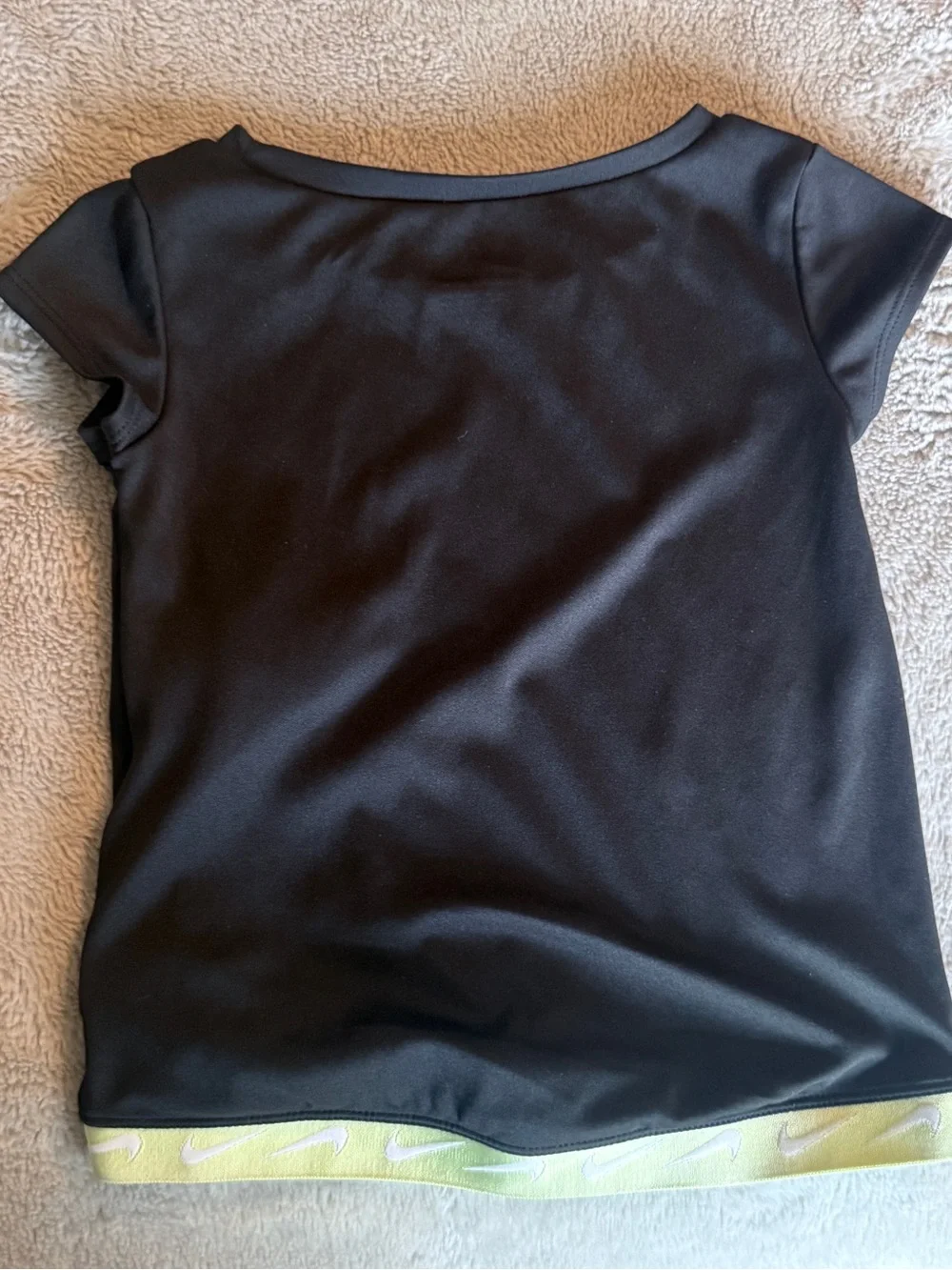 Nike Black Short-Sleeve Dri-FIT Tee with Neon Yellow Swoosh